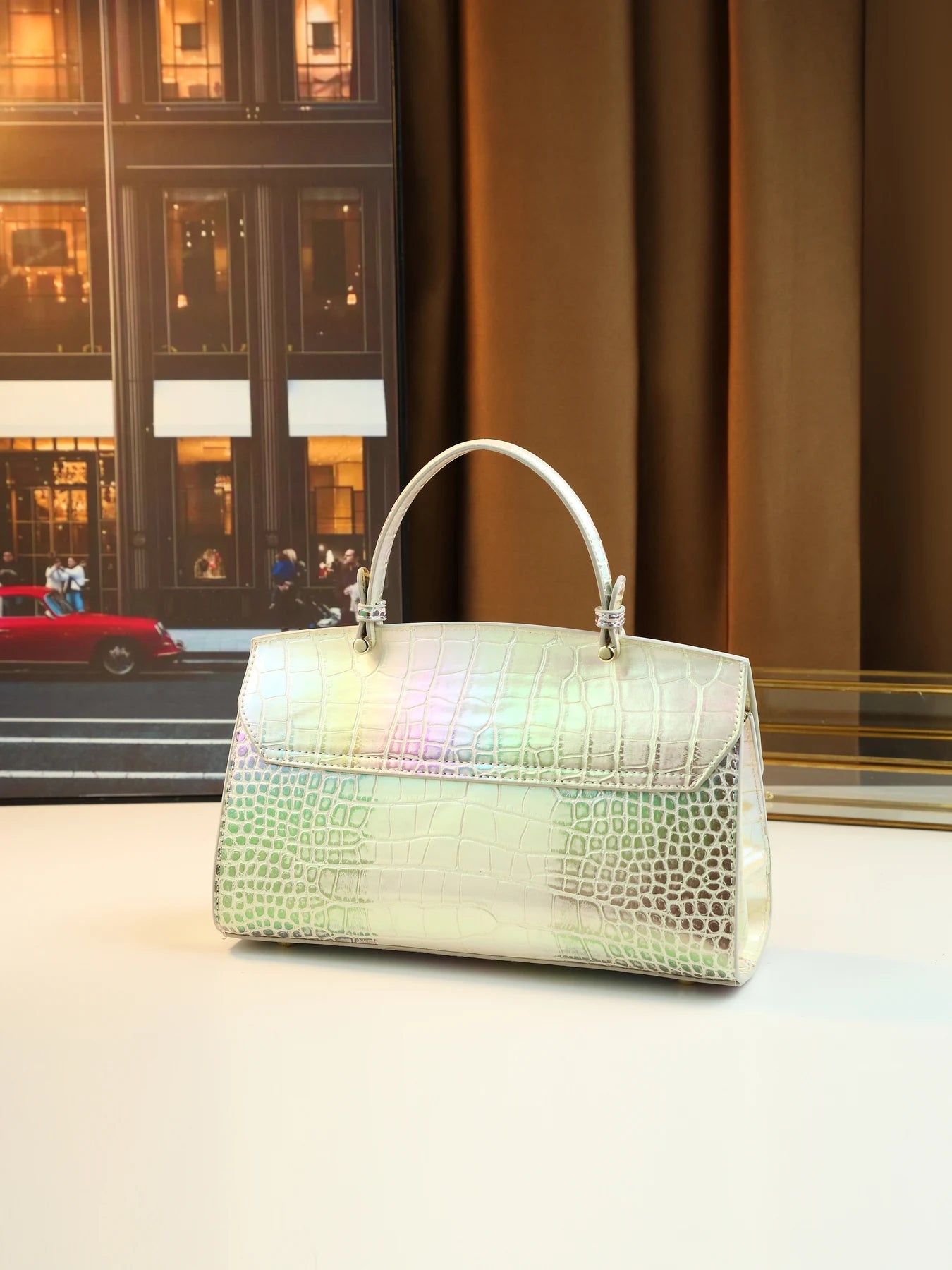 European and American fashion new snake pattern gradual change color matching light luxury high sense portable women's bag