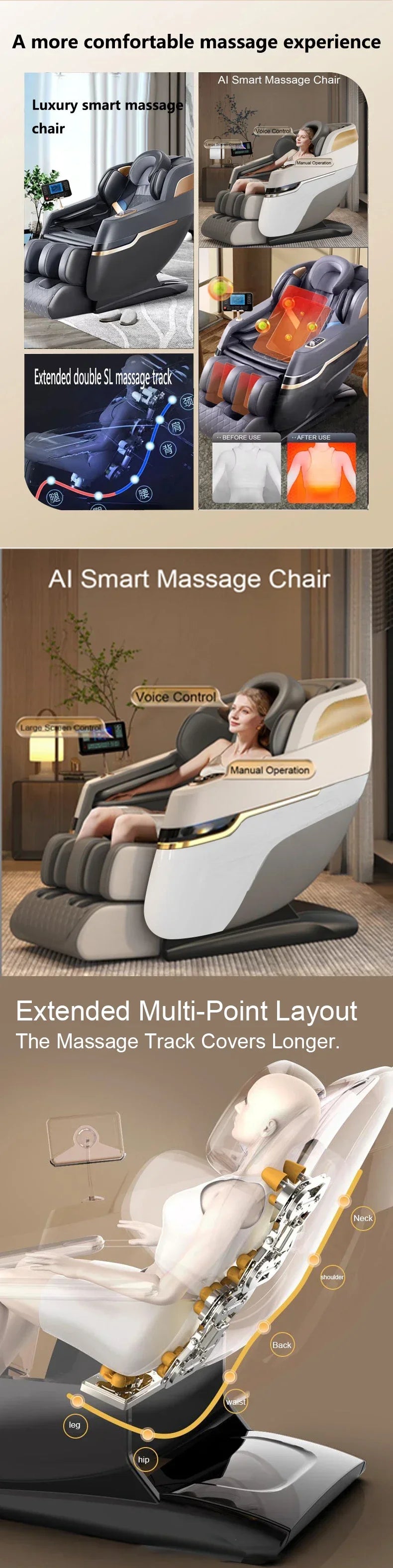 2026 NEW arrivals Massage Chair Zero Gravity Recliner Full Body Airbag Massage Sofa Touch Screen Office Chair 3 Years Warranty