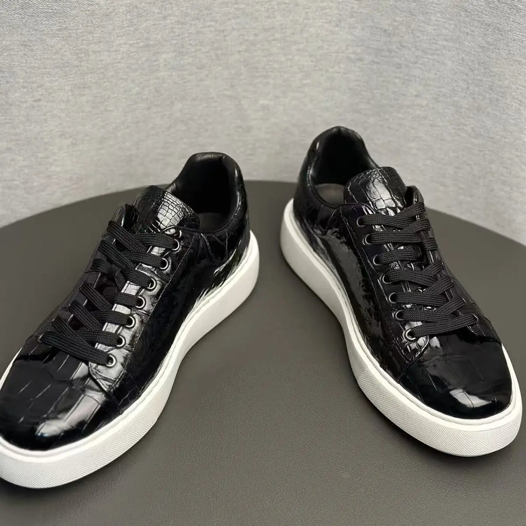 2025 new arrival Fashion Crocodile Skin causal shoes men,male Genuine leather Sneakers pdd586