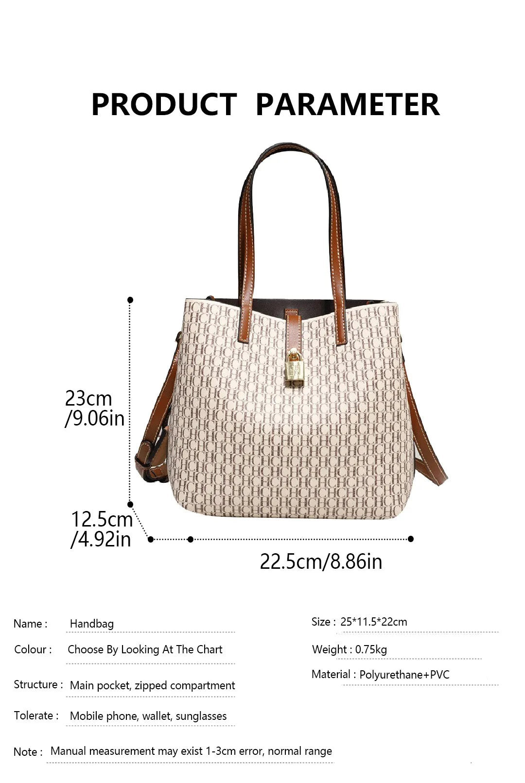 CH Premium Versatile Leather Crossbody Bag Ladies Large Capacity Daily Commuter Tote Bag Letter Print Design Ladies Fashion