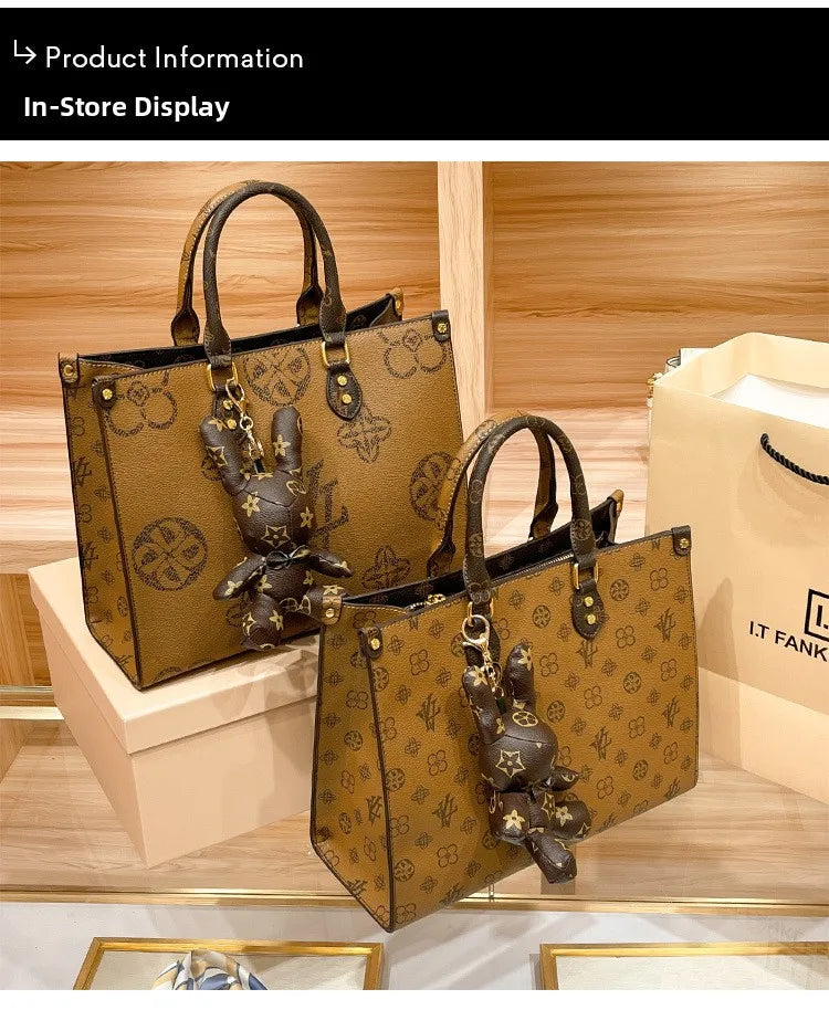 Hong Kong Genuine Leather Handbag Women's Hot Sale Of The Season New Summer Tote Bag Large Capacity Crossbody Bag for Daily Use