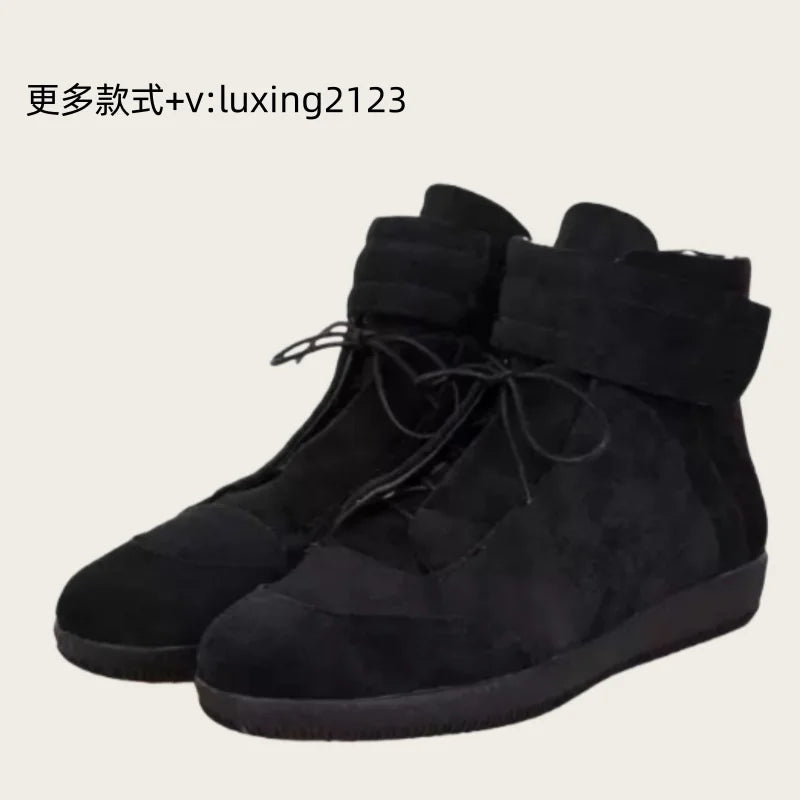 Men's High Top oes Genuine Leather Sport Casual White Dequn Sneakers mid Top Board oes Large Size Autumn Winter Faion