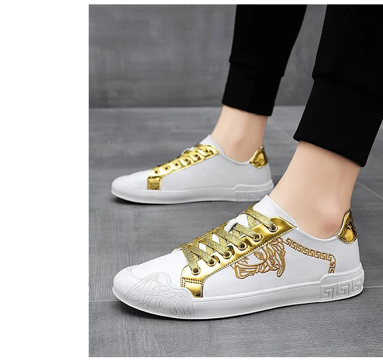 Men's Leather Shoes Casual Comfort Cricket Shoes Fashion Sneakers For Men Lightweight Driving Shoes