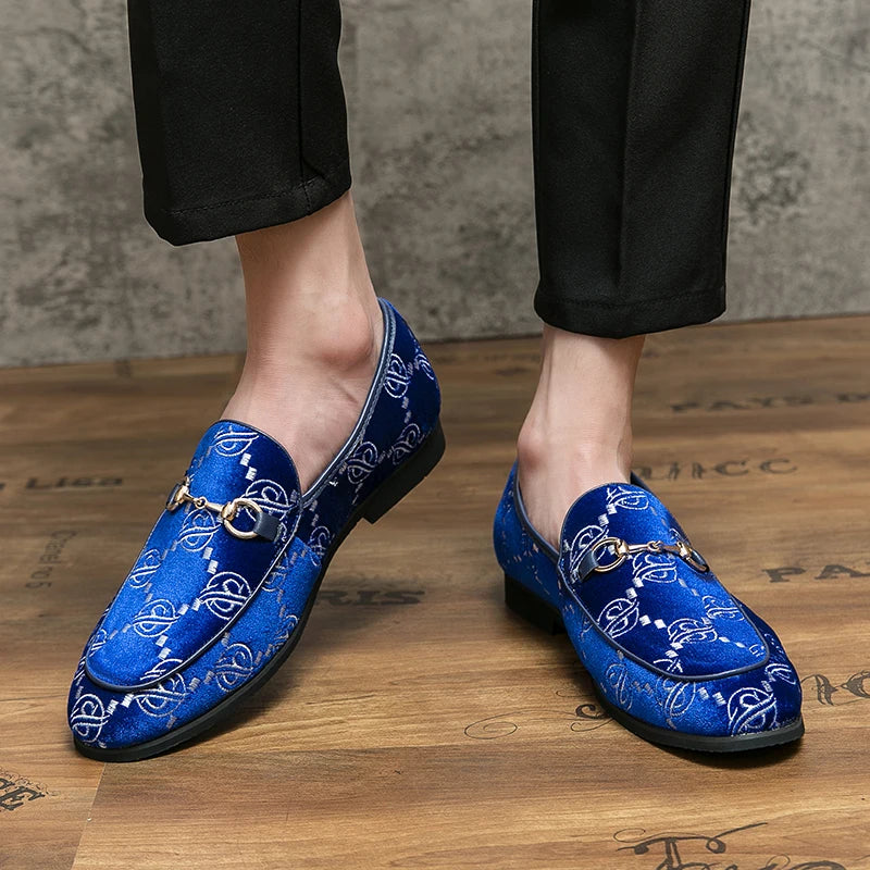 Hot Blue Men's Luxury Loafers Plus Size 47 Suede Leather Shoes For Men Designer Moccasins Slip-On Casual Dress Shoes Men Flats