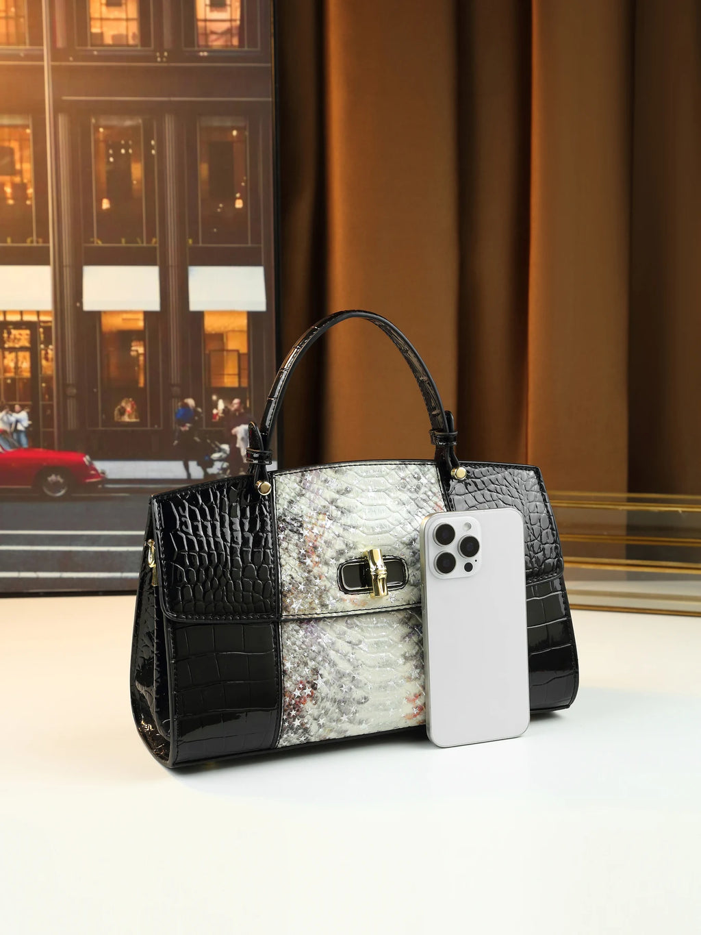 European and American fashion new snake pattern gradual change color matching light luxury high sense portable women's bag