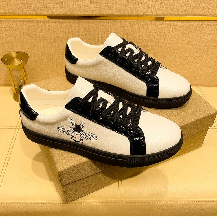 Genuine Leather Luxury Brand Shoes for Men Classic Embroidered Men Skateboard Shoes Designer Sport Shoes Men Zapatillas De Skate