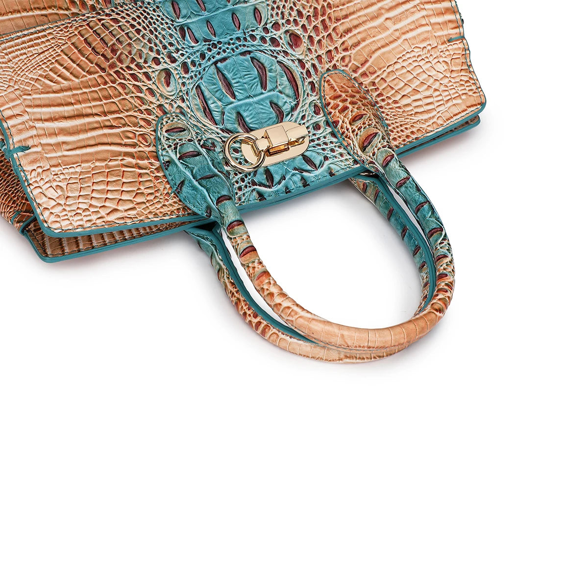 Crocodile Pattern Handbag & Purses Set, Multi-functional Vintage Top Handle Crossbody Bag & Business Clutch Bag & Card Coi