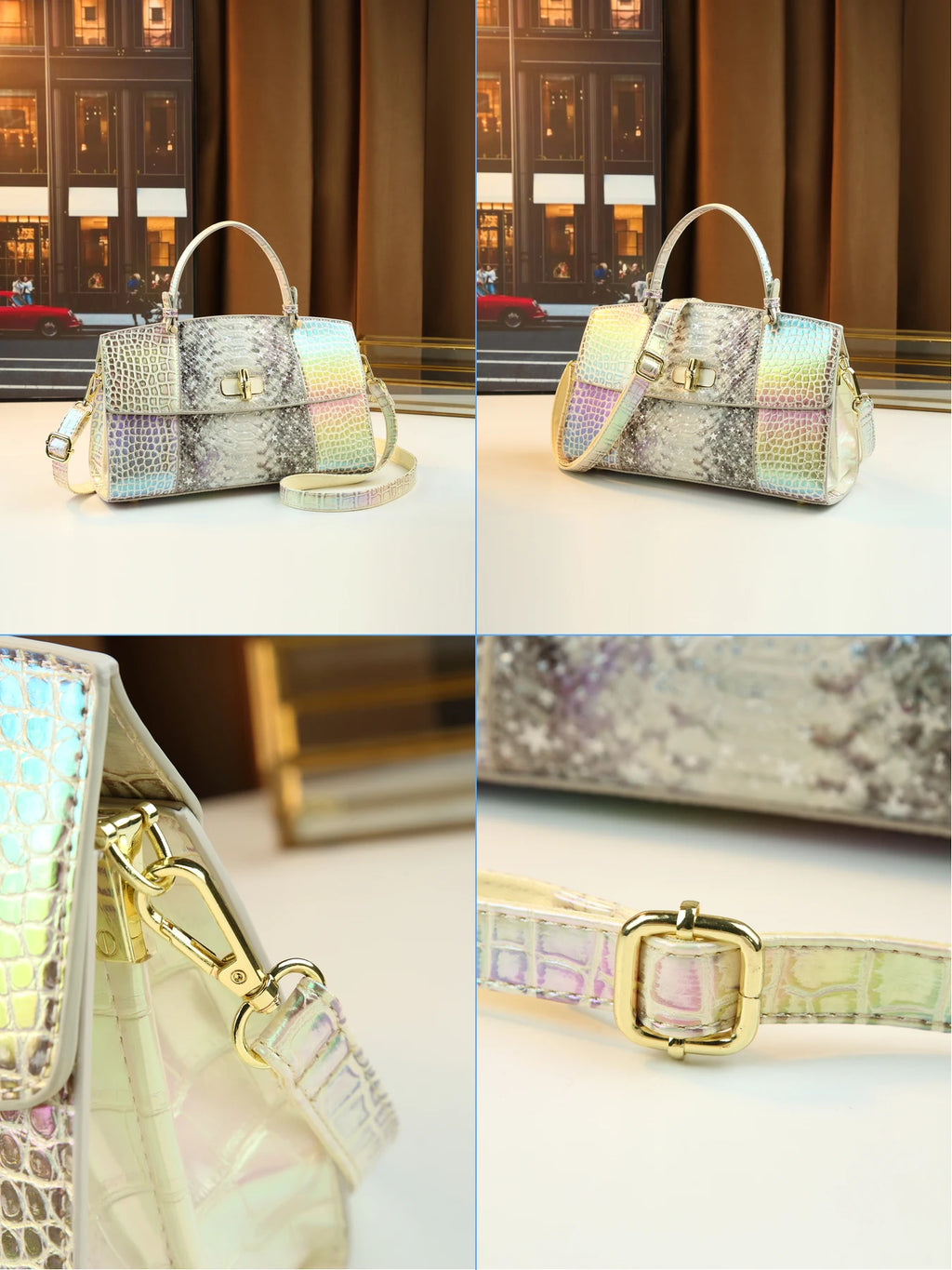 European and American fashion new snake pattern gradual change color matching light luxury high sense portable women's bag