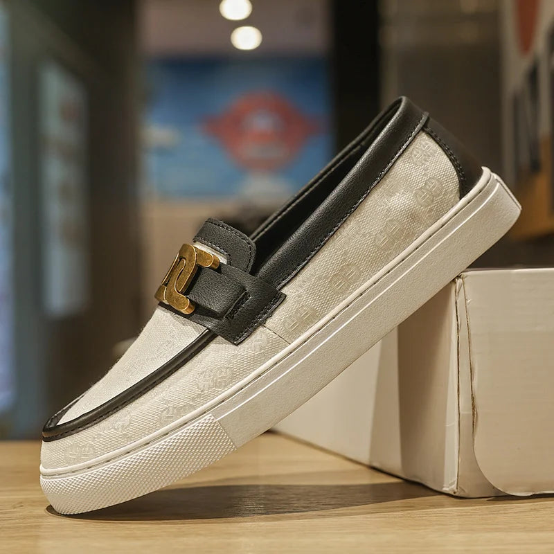 2025 New Bussiness Casual Shoes for Men Low-top Fashion Loafers Slip On Flat Boat Shoe Mens Luxury Leather Shoes