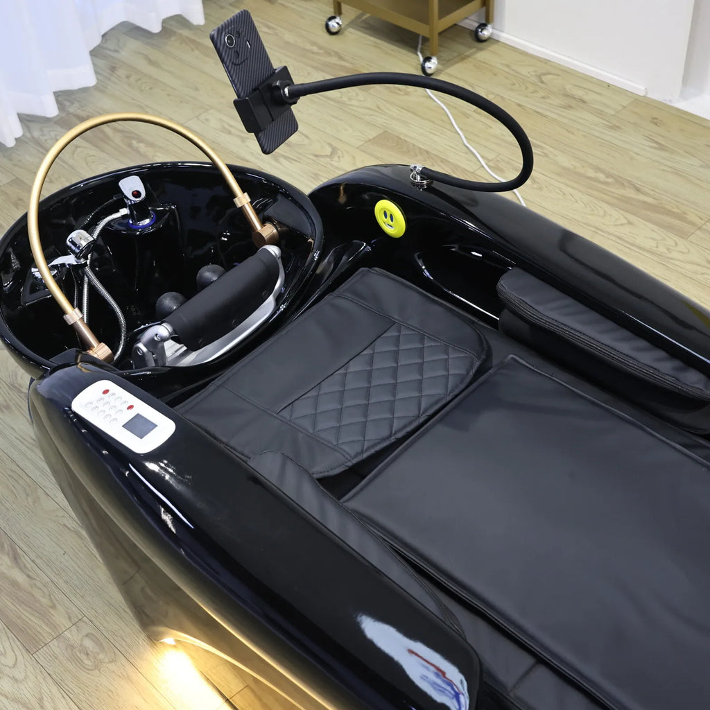 Luxury Automatic Massage Shampoo Bed with Ergonomic Design, LED Lighting Strip, Ideal for Hair Washing and Relaxation in Salon