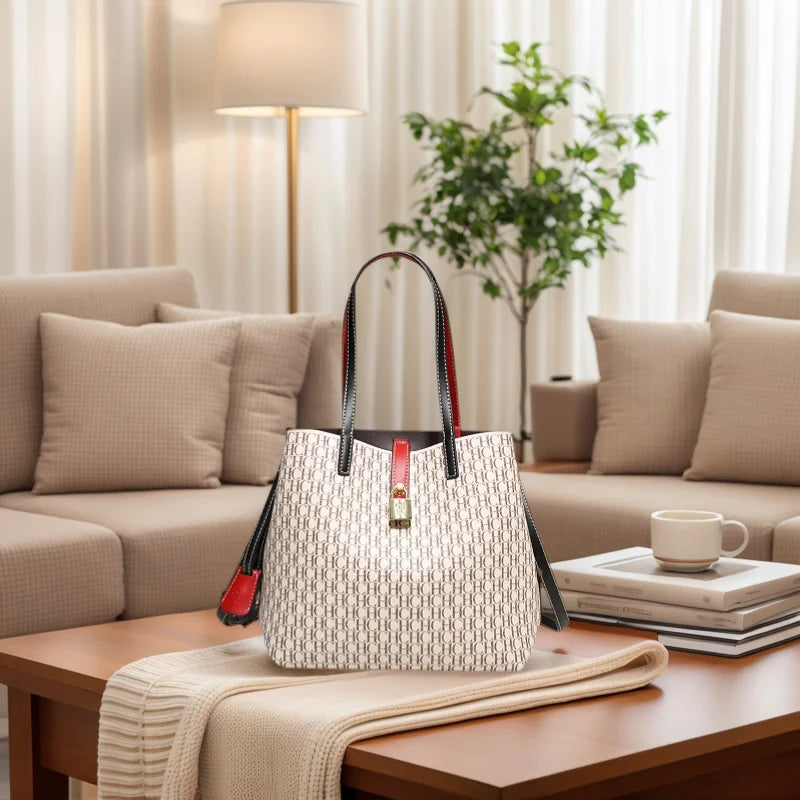 CH Premium Versatile Leather Crossbody Bag Ladies Large Capacity Daily Commuter Tote Bag Letter Print Design Ladies Fashion