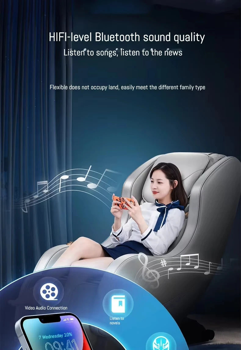3D Shiatsu Zero Gravity Full Body Foldable Leather Massage Chair with Musical Function for Home and Office Use