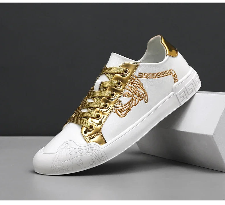 Men's Leather Shoes Casual Comfort Cricket Shoes Fashion Sneakers For Men Lightweight Driving Shoes