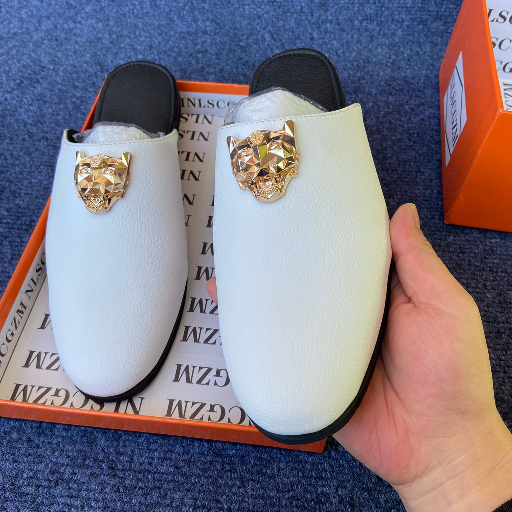 half slippers shoes for man mules luxury loafers designer shoes casual business mules homme masculinos