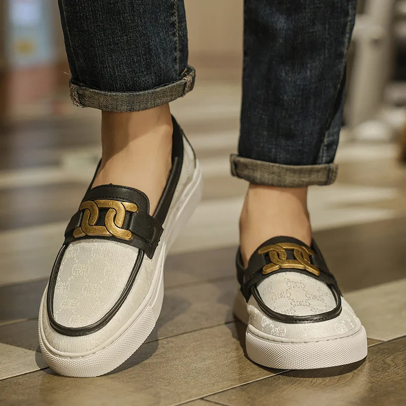 2025 New Bussiness Casual Shoes for Men Low-top Fashion Loafers Slip On Flat Boat Shoe Mens Luxury Leather Shoes
