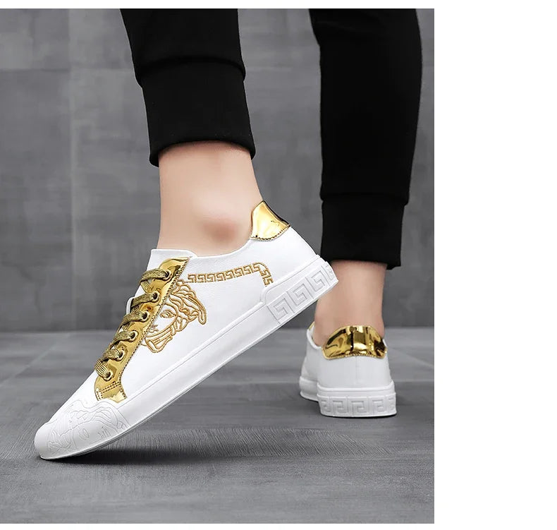 Men's Leather Shoes Casual Comfort Cricket Shoes Fashion Sneakers For Men Lightweight Driving Shoes