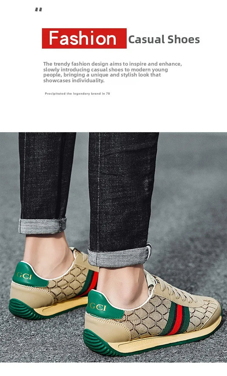 Men's Summer Sport Casual Shoes Breathable Retro Style Low Top Canvas Sneakers Flat Heel Rubber Outsole Fashionable Trendy