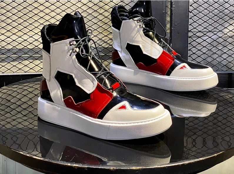 Fashionable and Trendy Anti Slip Motorcycle Boots Wear-resistant Riding Leather Motorcycle Shoe High Top Casual Motorcycle Shoes