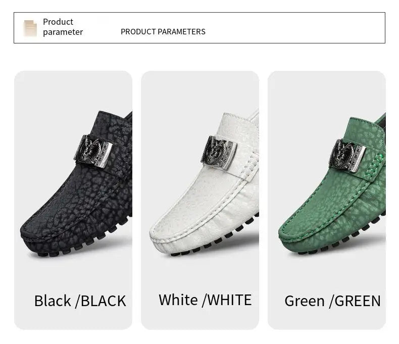 Designer Dragon Button Loafers Men's Comfortable Soft Bottom Black Fashion Flat Shoes Green Business Dress Driving Shoes for Man