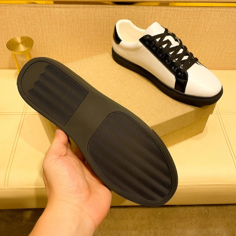 Genuine Leather Luxury Brand Shoes for Men Classic Embroidered Men Skateboard Shoes Designer Sport Shoes Men Zapatillas De Skate