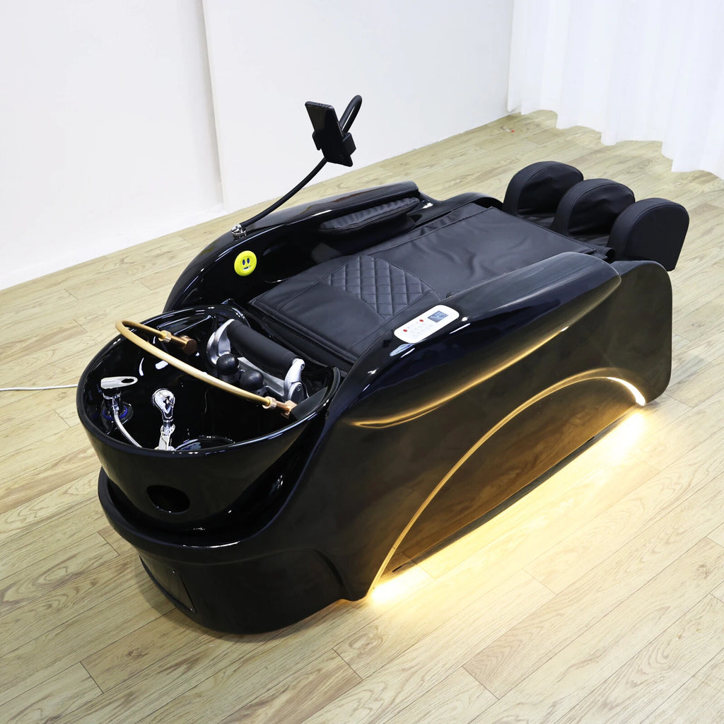 Luxury Automatic Massage Shampoo Bed with Ergonomic Design, LED Lighting Strip, Ideal for Hair Washing and Relaxation in Salon