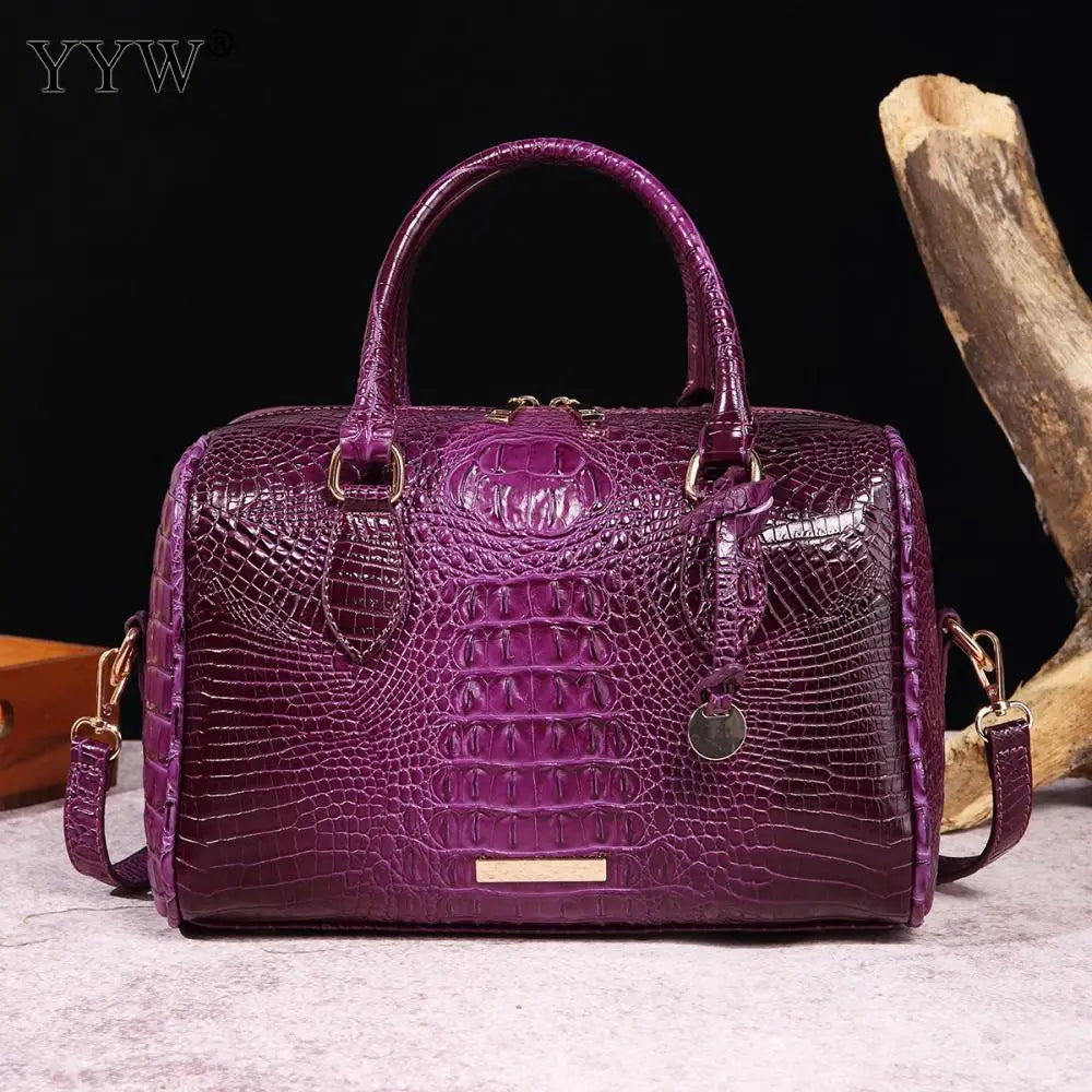 Top-Handle Crocodile Purses For Women Crossbody Leather Bags Trendy Large Capacity Tote with Shoulder Strap Lady Commuting Bags