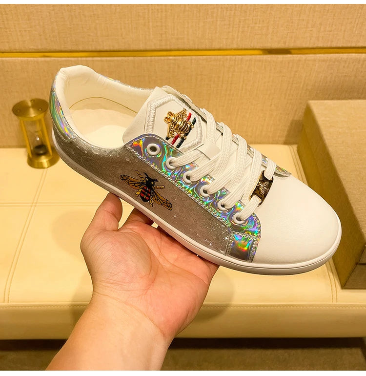 Genuine Leather Luxury Brand Shoes for Men Classic Embroidered Men Skateboard Shoes Designer Sport Shoes Men Zapatillas De Skate