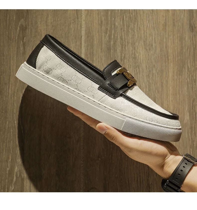 2025 New Bussiness Casual Shoes for Men Low-top Fashion Loafers Slip On Flat Boat Shoe Mens Luxury Leather Shoes