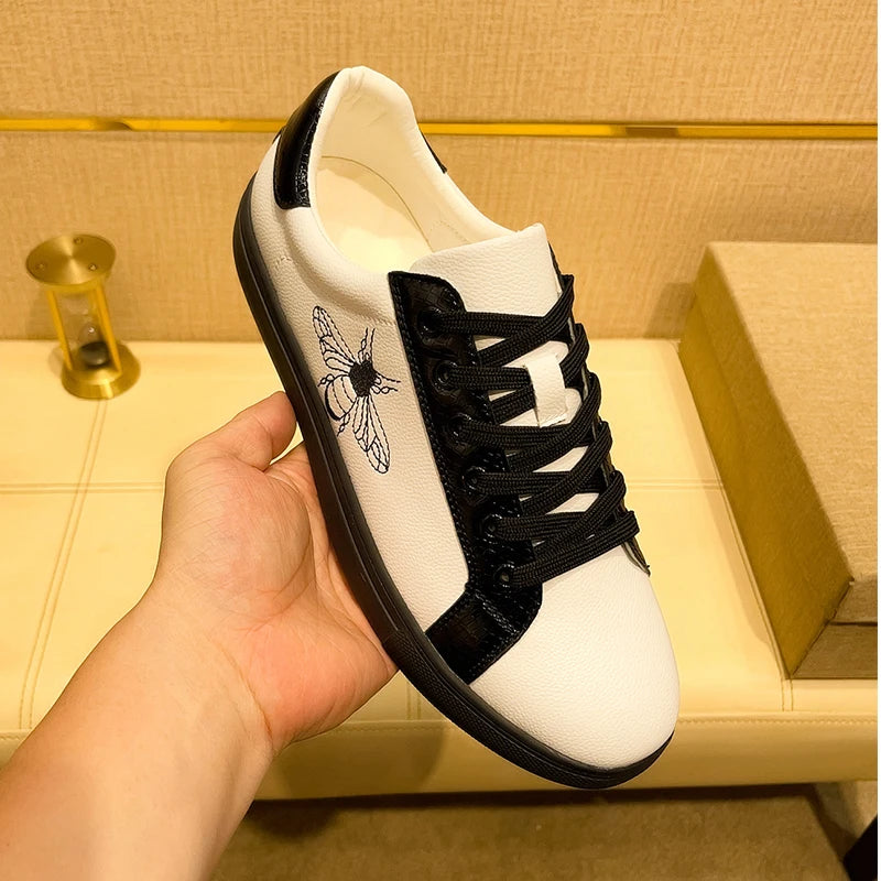 Genuine Leather Luxury Brand Shoes for Men Classic Embroidered Men Skateboard Shoes Designer Sport Shoes Men Zapatillas De Skate