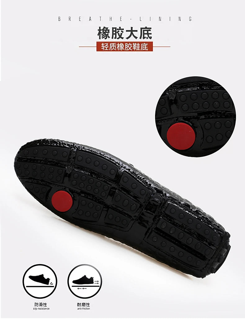 Slip-On Men's Shoes Crocodile Pattern 2025 Spring and Summer Fashion British Trendy Bright Leather Shiny Lazy Casual Beanie Shoes Handmade