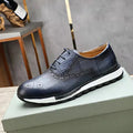 Mens Sneaker Shoes Genuine Cow Leather Oxford Brogue Luxury Designer Lace Up Autumn Daily Casual Shoes for Men
