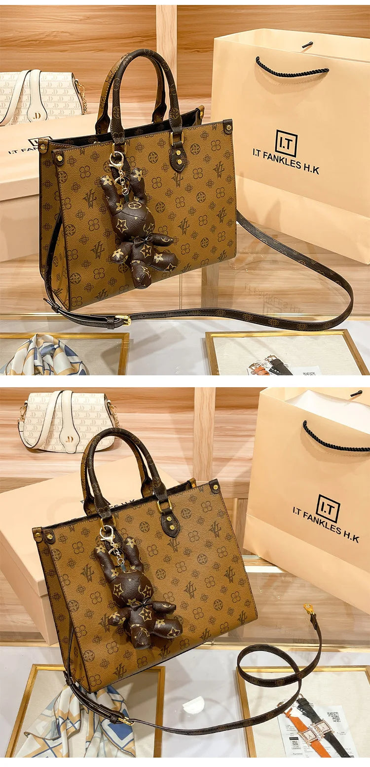 Hong Kong Genuine Leather Handbag Women's Hot Sale Of The Season New Summer Tote Bag Large Capacity Crossbody Bag for Daily Use