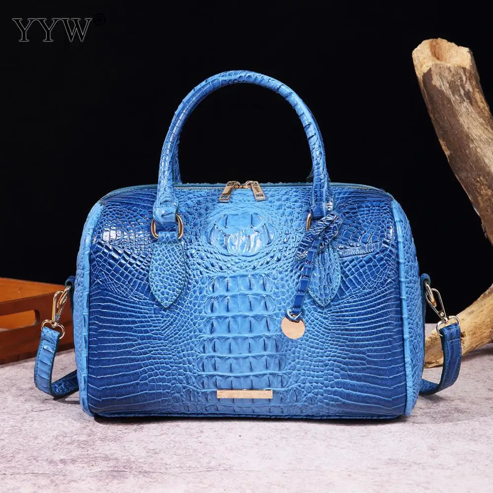 Top-Handle Crocodile Purses For Women Crossbody Leather Bags Trendy Large Capacity Tote with Shoulder Strap Lady Commuting Bags