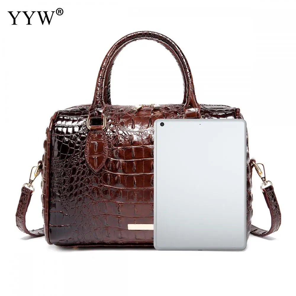 Top-Handle Crocodile Purses For Women Crossbody Leather Bags Trendy Large Capacity Tote with Shoulder Strap Lady Commuting Bags