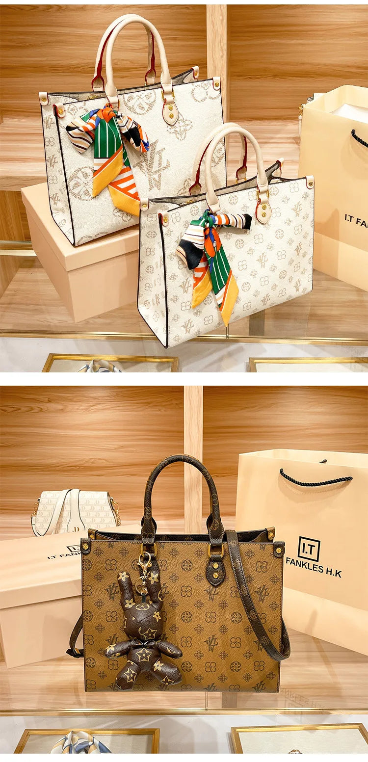Hong Kong Genuine Leather Handbag Women's Hot Sale Of The Season New Summer Tote Bag Large Capacity Crossbody Bag for Daily Use