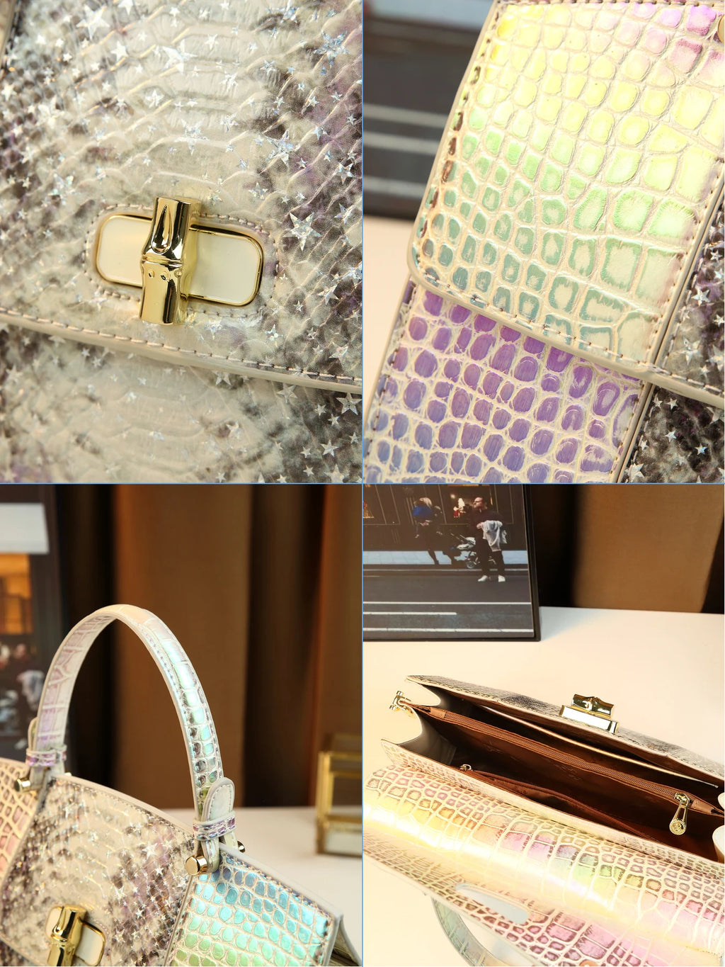 European and American fashion new snake pattern gradual change color matching light luxury high sense portable women's bag