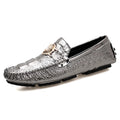 Slip-On Men's Shoes Crocodile Pattern 2025 Spring and Summer Fashion British Trendy Bright Leather Shiny Lazy Casual Beanie Shoes Handmade