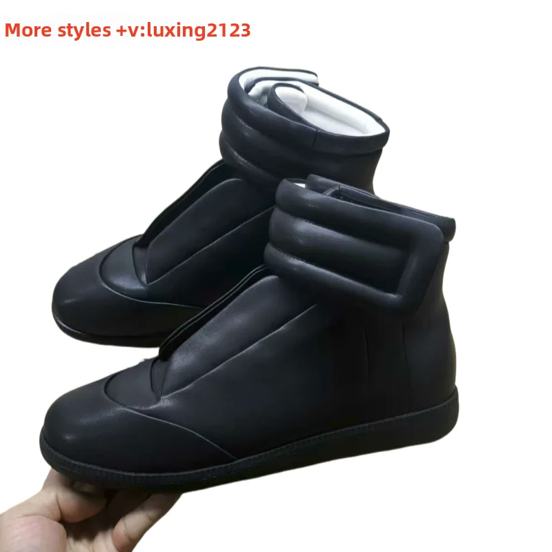 Men's High Top oes Genuine Leather Sport Casual White Dequn Sneakers mid Top Board oes Large Size Autumn Winter Faion