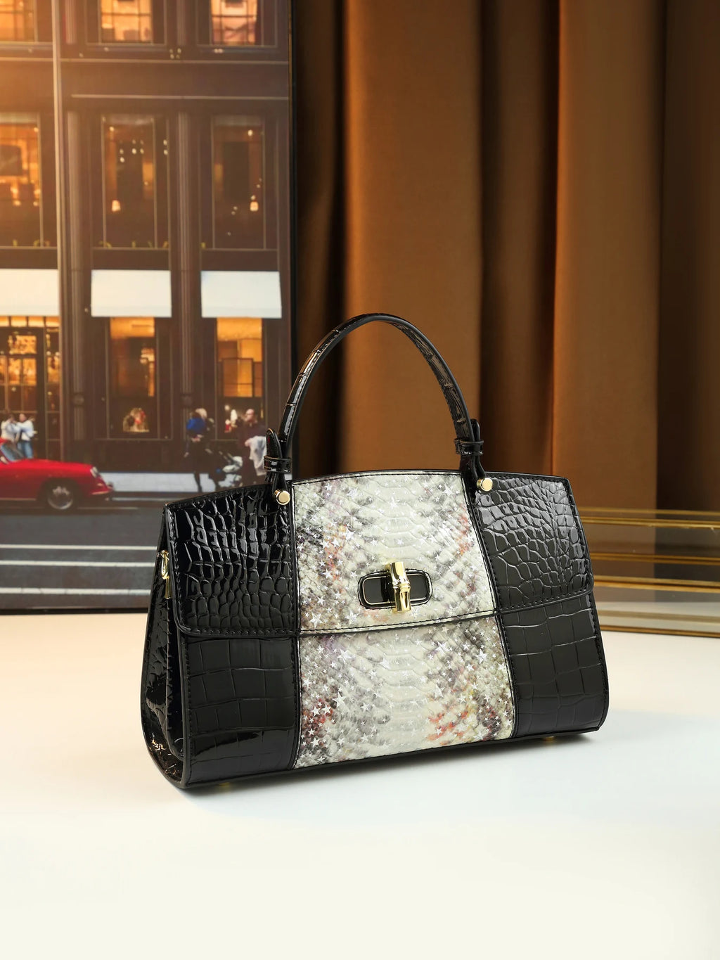 European and American fashion new snake pattern gradual change color matching light luxury high sense portable women's bag