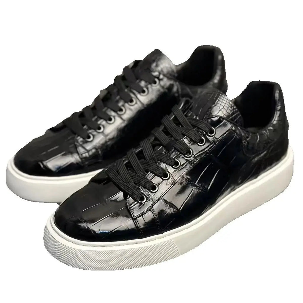 2025 new arrival Fashion Crocodile Skin causal shoes men,male Genuine leather Sneakers pdd586