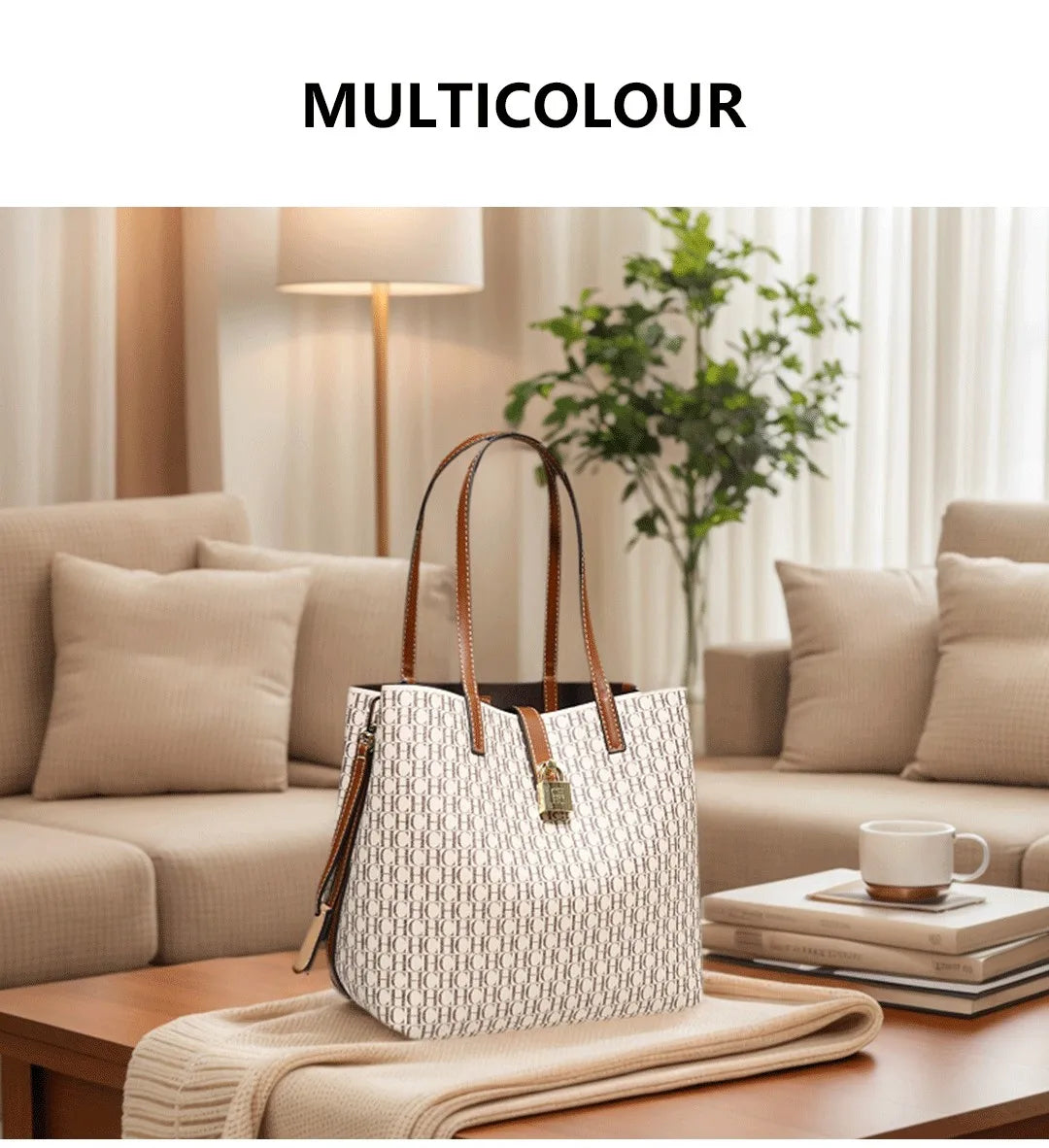 CH Premium Versatile Leather Crossbody Bag Ladies Large Capacity Daily Commuter Tote Bag Letter Print Design Ladies Fashion