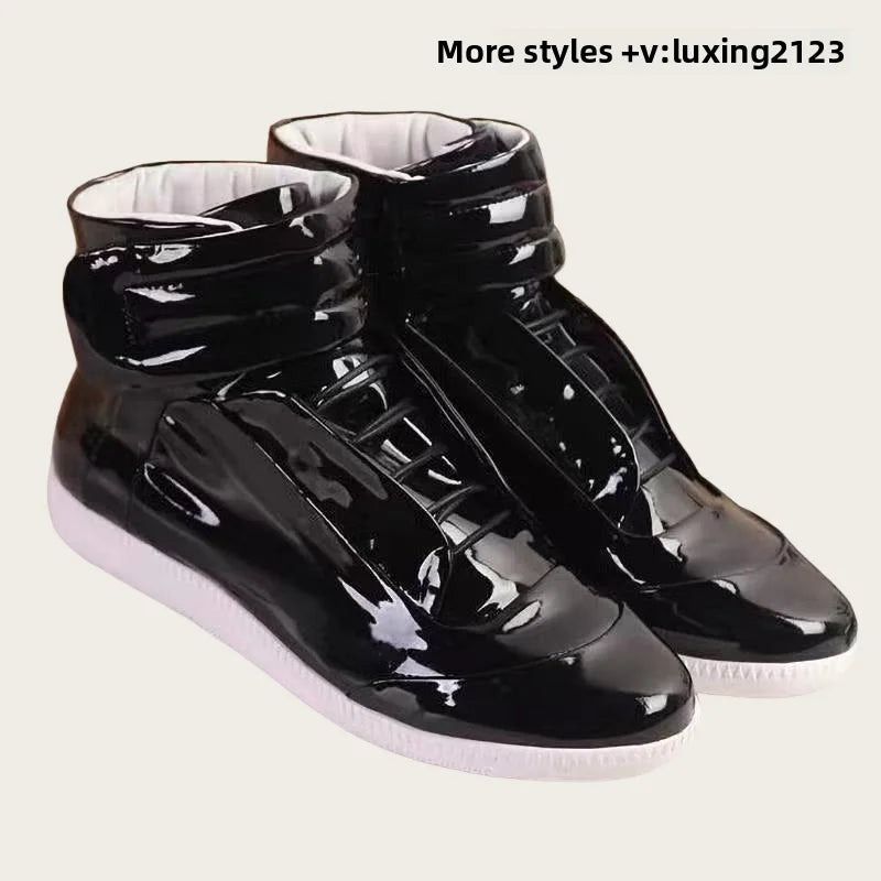 Men's High Top oes Genuine Leather Sport Casual White Dequn Sneakers mid Top Board oes Large Size Autumn Winter Faion