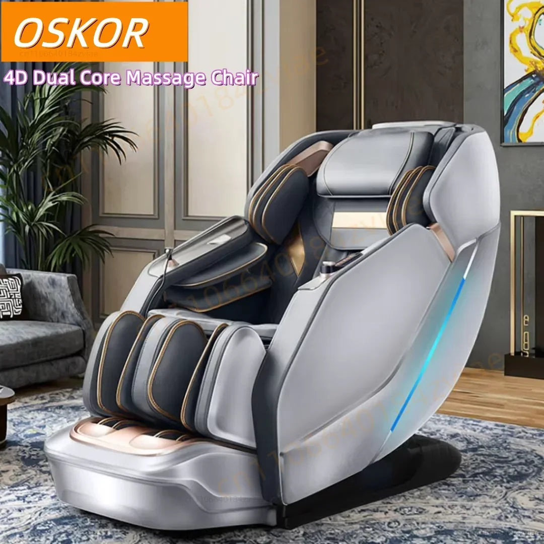 4D Daul Core Massage Chair Full Body with Health Detection Zero Gravity SL Track Deep Stretch Heated Smart Massage Chairs