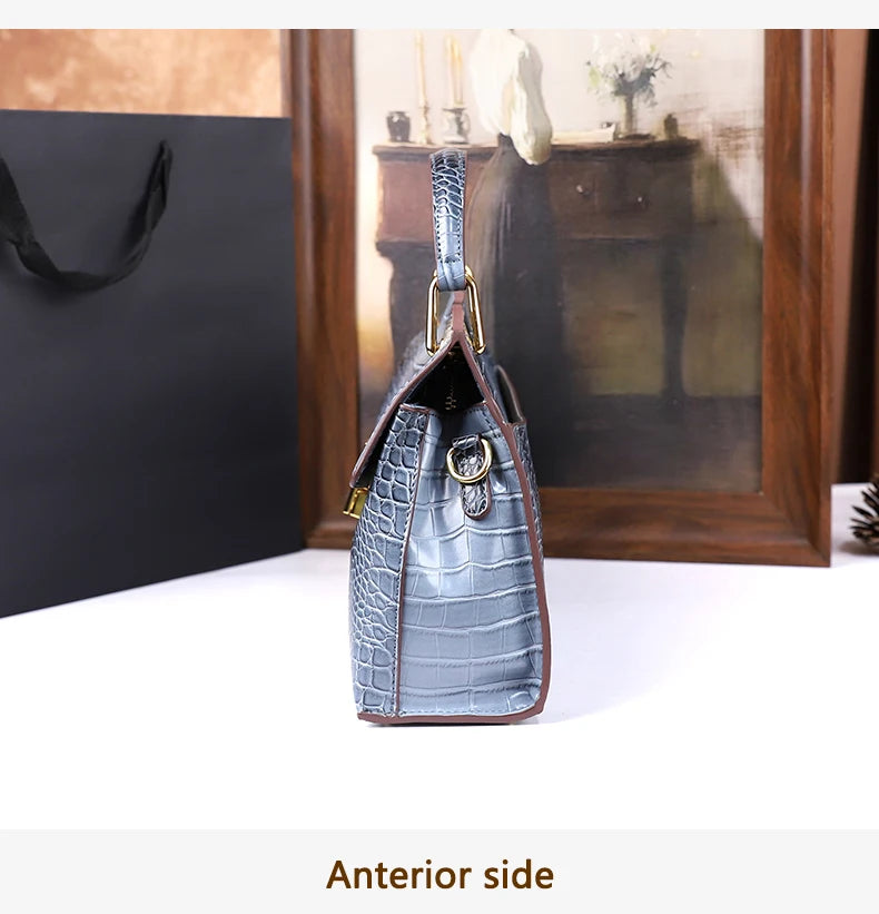 2025 New Crocodile Pattern Large Capacity Handbag Vintage Ladies Single Shoulder Slant Cross Bag Stylish Simple Women's Purse