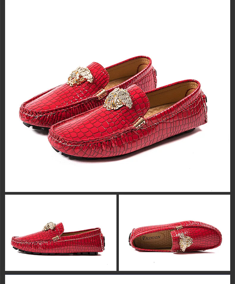 European Station Slip-On Lazy Beanie Shoes Men's Crocodile Pattern Men's Shoes 36 Small Size 48 Large Size New Casual Men's Leather Shoes