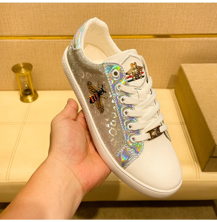 Genuine Leather Luxury Brand Shoes for Men Classic Embroidered Men Skateboard Shoes Designer Sport Shoes Men Zapatillas De Skate