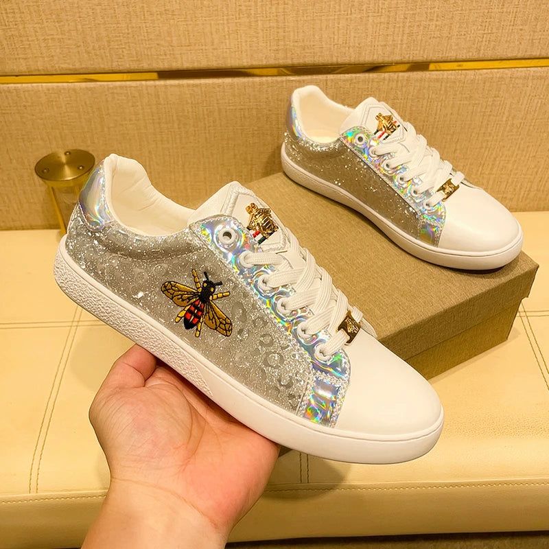 Genuine Leather Luxury Brand Shoes for Men Classic Embroidered Men Skateboard Shoes Designer Sport Shoes Men Zapatillas De Skate