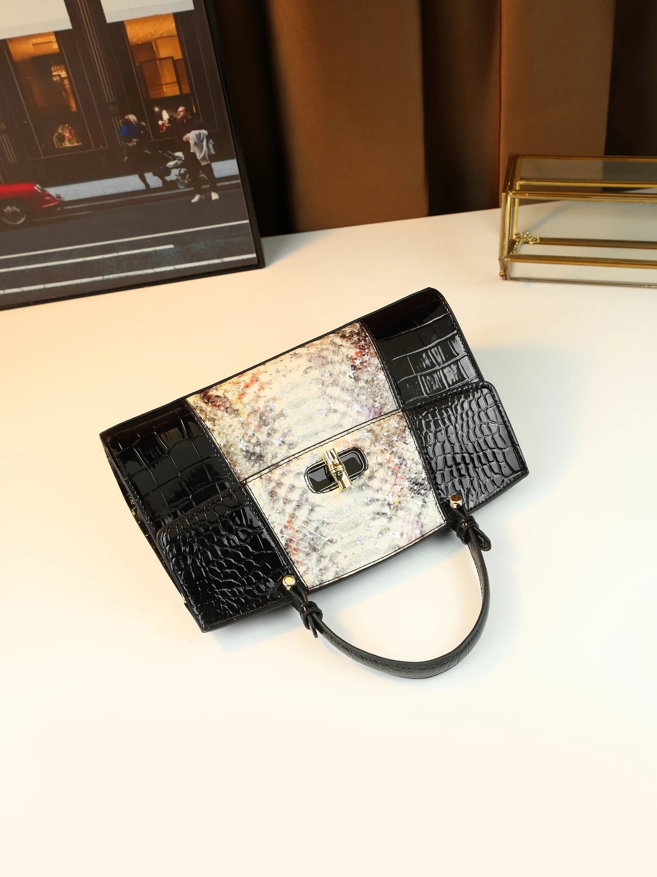 European and American fashion new snake pattern gradual change color matching light luxury high sense portable women's bag