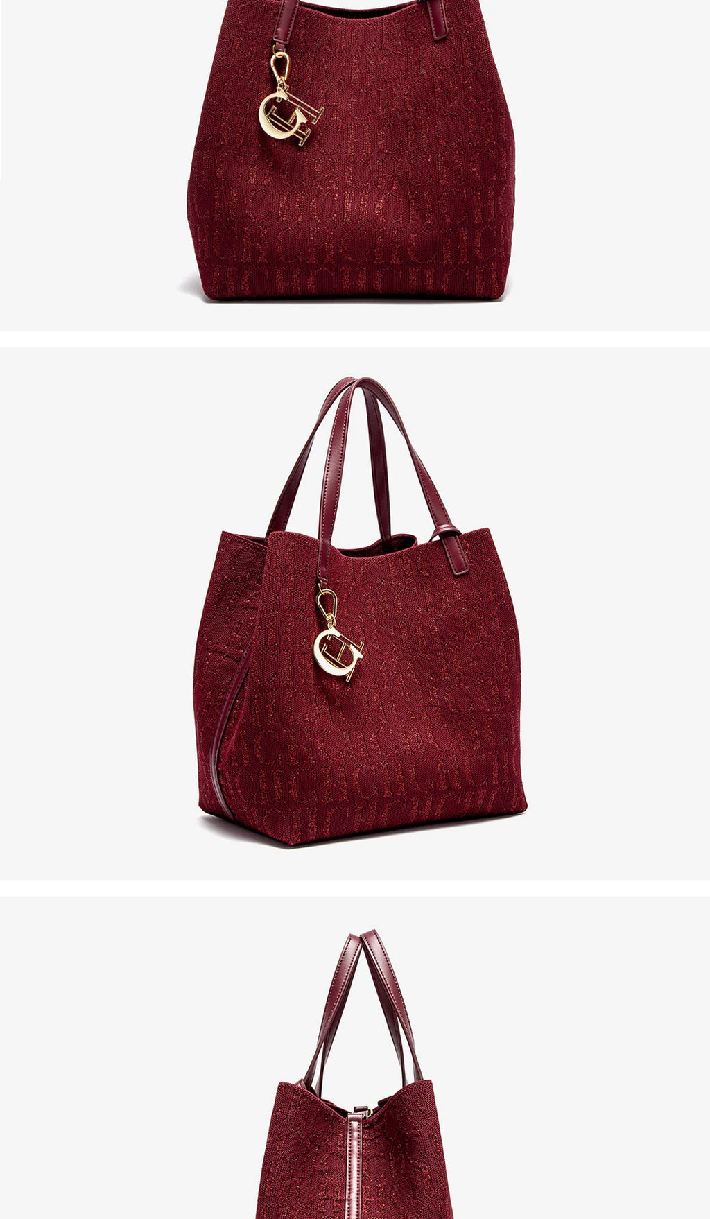 CH Women's Handbag Large Capacity Women's Simple Daily Commute Versatile Solid Color Letter Printed Design Shoulder Bag