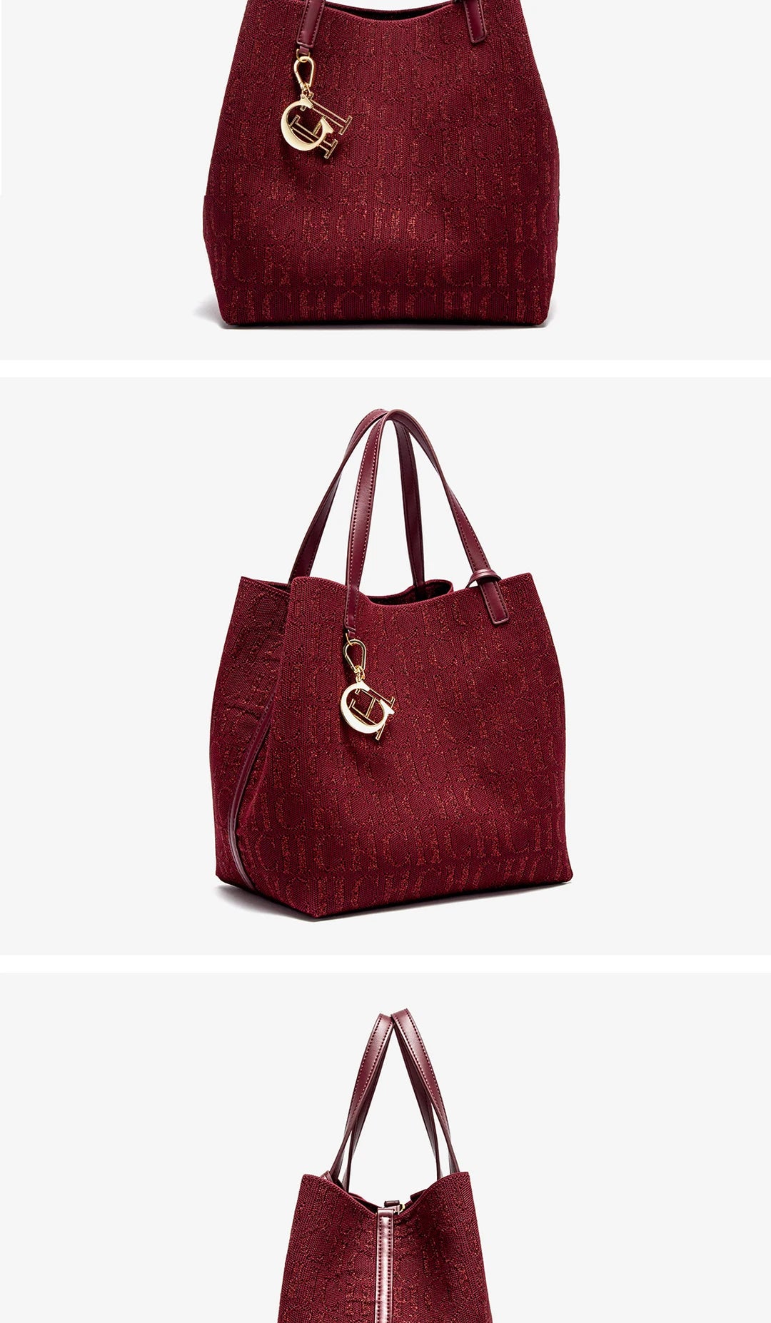 CH Women's Handbag Large Capacity Women's Simple Daily Commute Versatile Solid Color Letter Printed Design Shoulder Bag